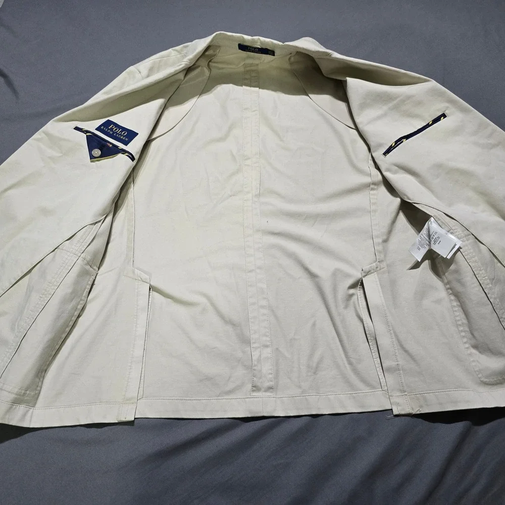 Polo Ralph Lauren Blazer Mens XXL Tan Cotton Blend Stretch Chino Sport Coat